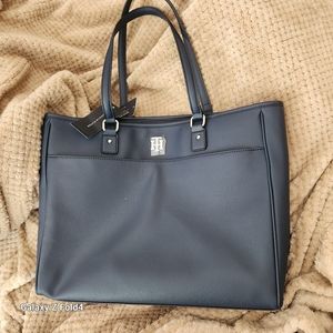 TH TOMMY HILFIGER Navy Blue Executive Tote Handbag Large Purse 🔥NWT MSRP $138